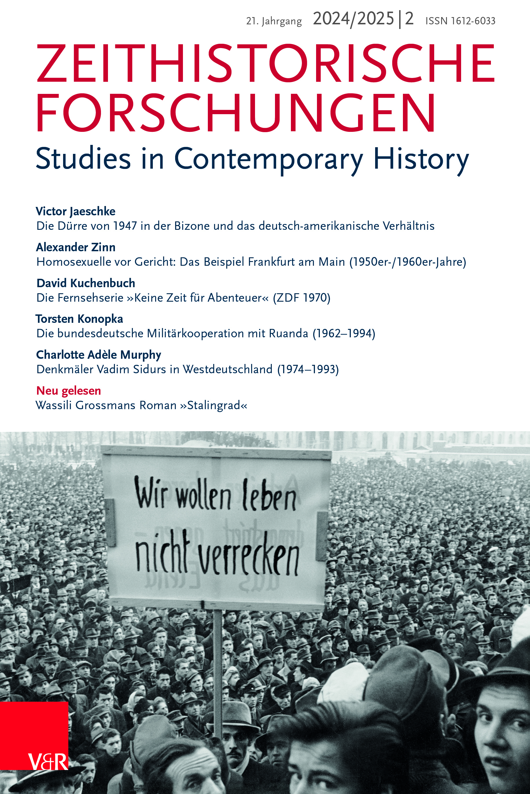 Cover Heft 2/2024-2025 der Fachzeitschrift Zeithistorische Forschungen zeigt die Demonstration auf dem Münchener Königsplatz, 23. Januar 1948.