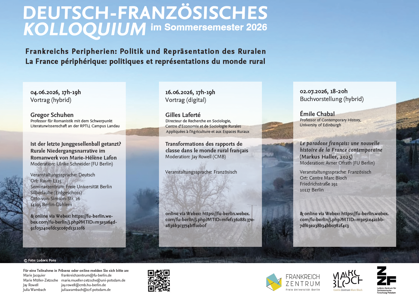 Plakat Deutsch-Französisches Kolloquium Sommersemester 2026 (Foto: Ludovic Pons)