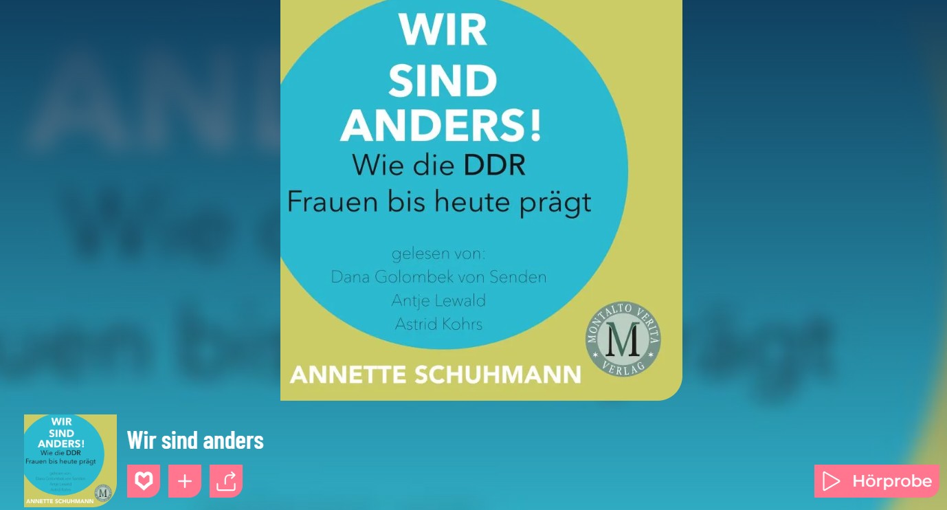 Das Bild zeigt einen Sceenshot des Cover des Hörbuchtitels "Wir sind anders" von Autorin Annette Schuhmann.