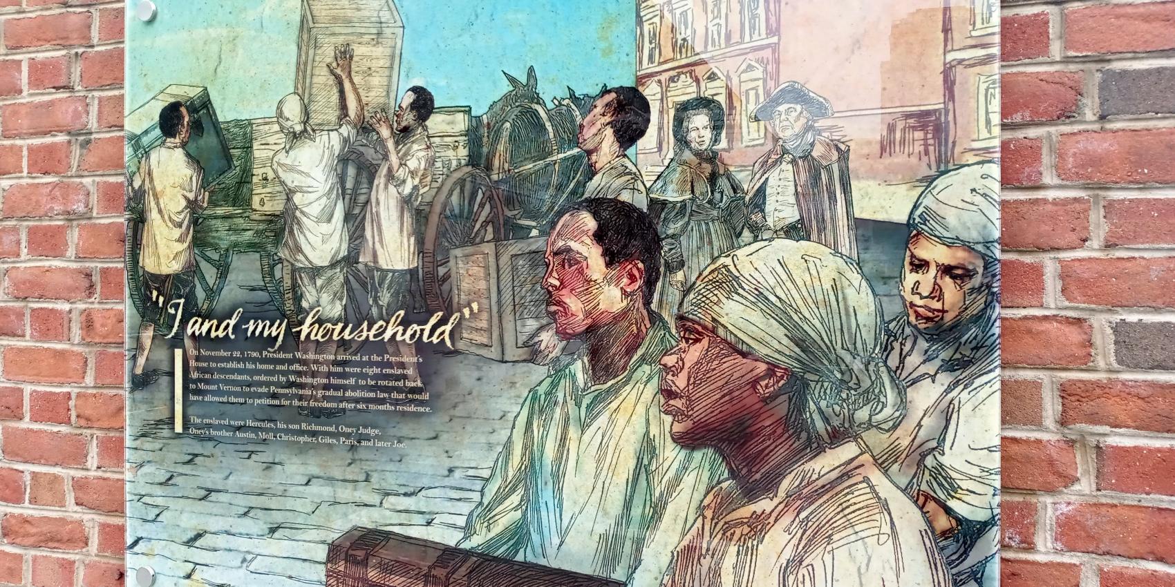 Kreuz und quer, "Freedom and Slavery in the Making of a New Nation" exhibit panel at the President's House Site in Philadelphia, Pennsylvania, USA, 24.06.2022. Quelle: Wikimedia Commons CC0 1.0 Universal Public Domain Dedication.