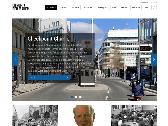 Startseite der Website Chronik der Mauer