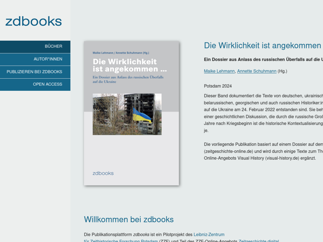 Startseite der Website: zdbooks