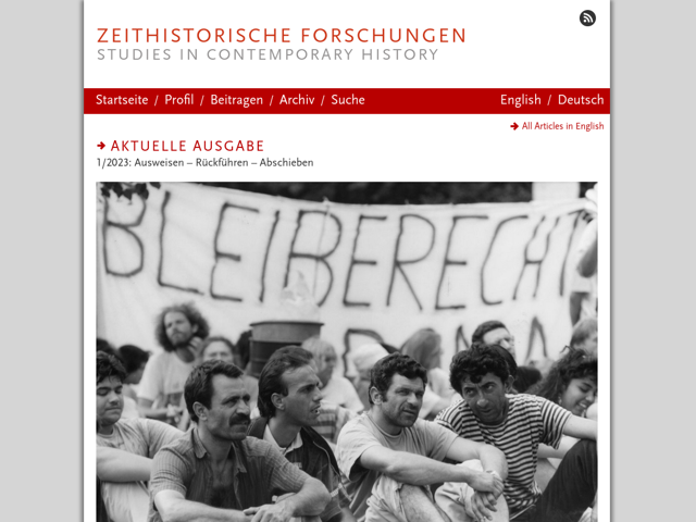 Startseite der Website: Zeithistorische Forschungen
