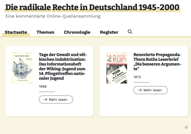 Website "Die radikale Rechte in Deutschland"