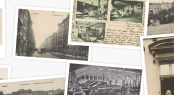 Eine Sammlung von Postkarten aus Berlin-Kreuzberg, aus der Zeit vor 1945.